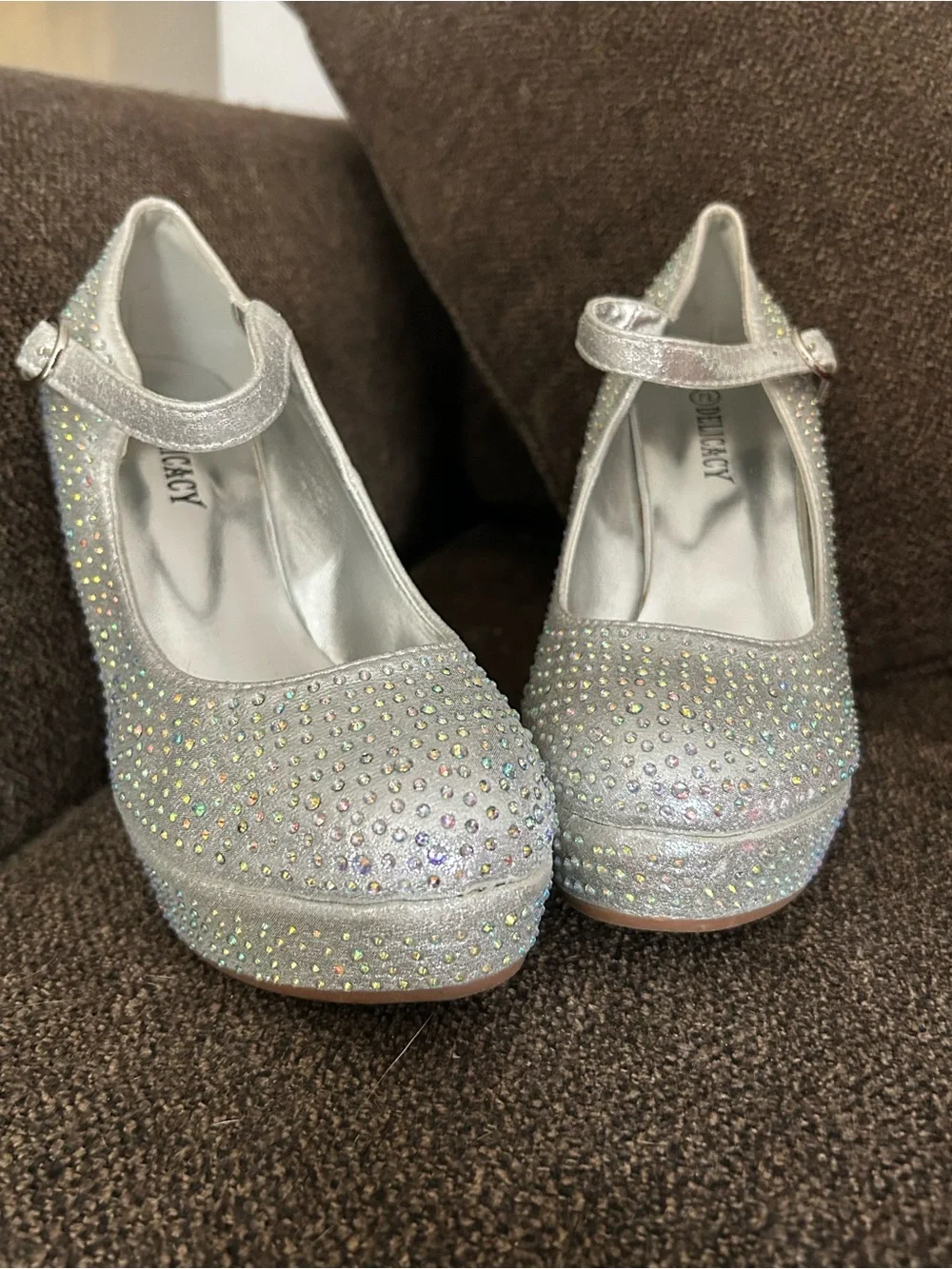 Delicacy Iridescent Silver Rhinestone wedge Shoes